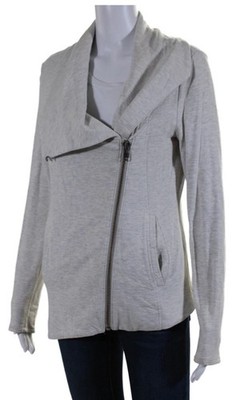 Helmut Lang Women's Asymmetrical Zip Moto Jacket Grey Rayon Blend