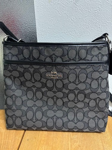 COACH Signature Shoulder Bag F29960 Black Canvas From Japan