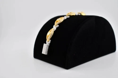 10 ct Round Tested D Moissanite VVS1 Cuban Bracelet 14k White Gold Plated Silver - Image 4 of 4