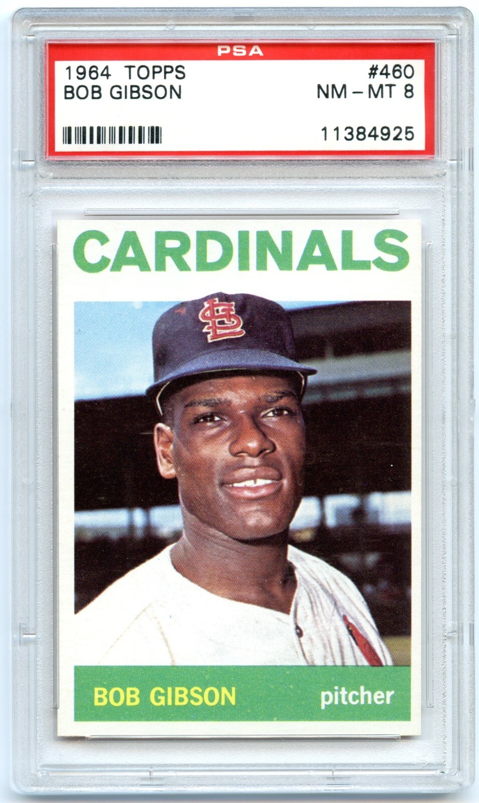 Bob Gibson 1964 Topps Baseball Card #460 PSA 8 NM-MT Cardinals High Grade HOF