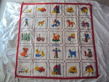 Child Quilt Farm Animals Items White and Red about 42 by 42 inches blanket