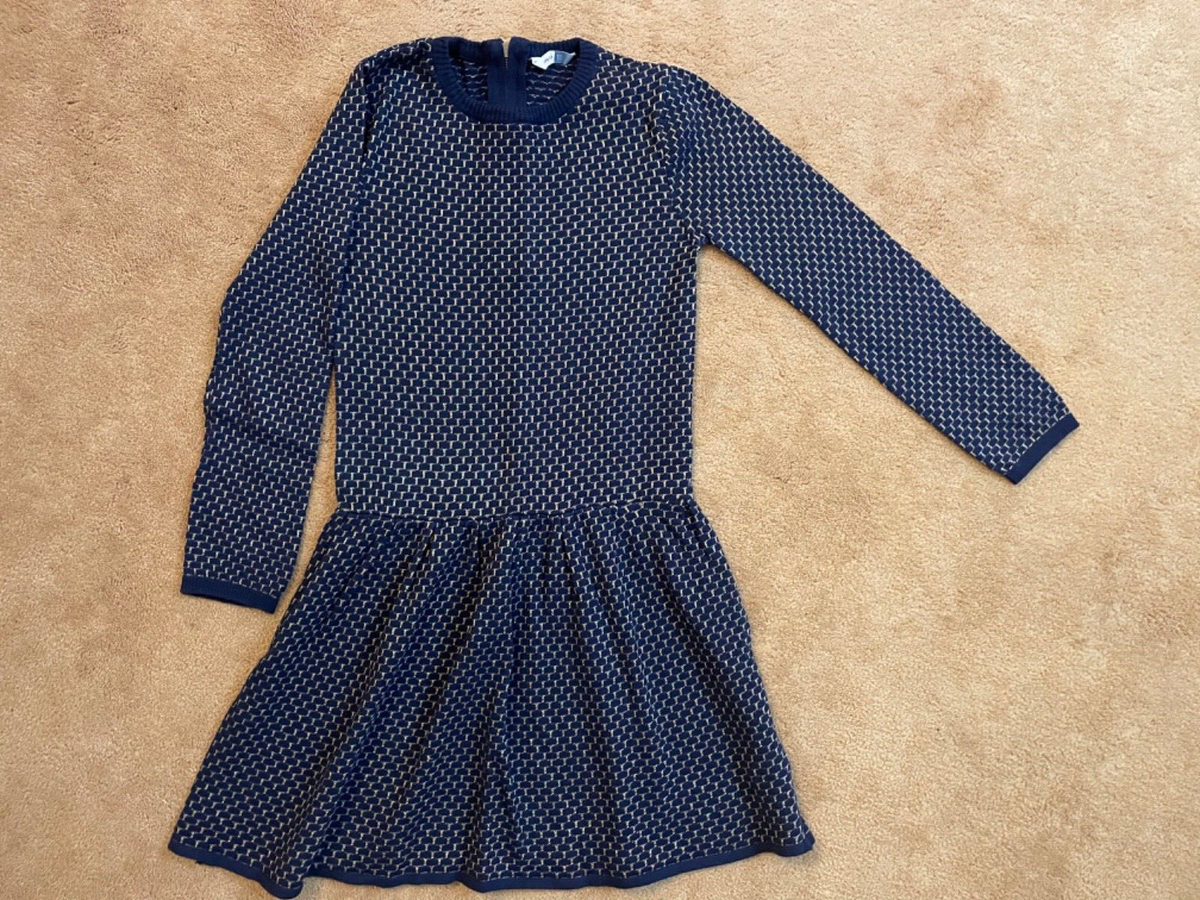 john lewis knitted dresses Girls Navy Blue and Gold Knit Dress - Age 11 Years related:acid