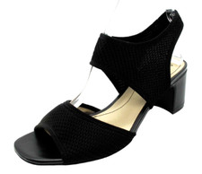 Lifestride Courtney Heel Sandals Shoes Sz 9 Black Fabric Ankle Strap Slingback