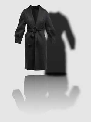 $1795 Neiman Marcus Women's Charcoal Gray Self Tie Cashmere Jacket Size L