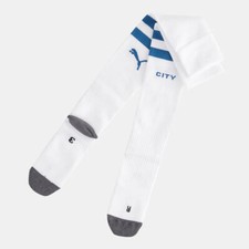 MANCHESTER CITY FOOTBALL SOCKS HOME PUMA 6-8 UK 39-42 EU 7-9 US WHITE/ BLUE