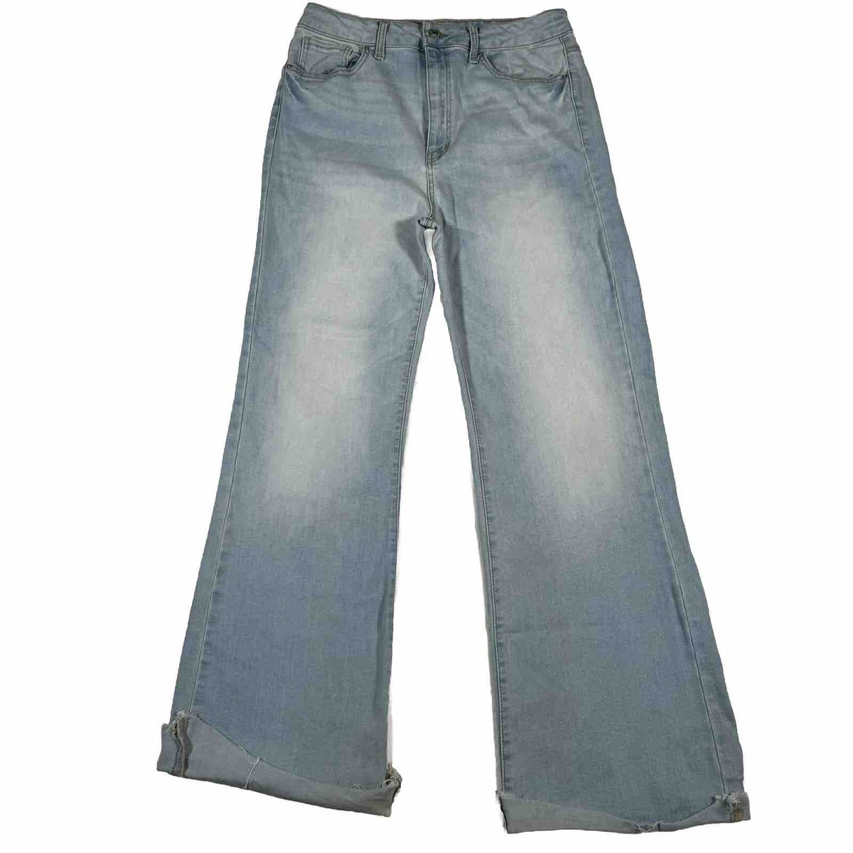 Wax Jeans Sustainable Denim Blue Distressed High Rise Bootcut