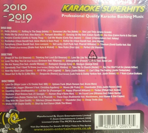 Zoom Karaoke Superhits - Triple CD+G, 2010-2019 caja set (3 discos) - Imagen 2 de 2