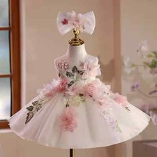 Flower Baby Girl Dress Sleeveless Tulle Kids Birthday Party Summer Ball Gown