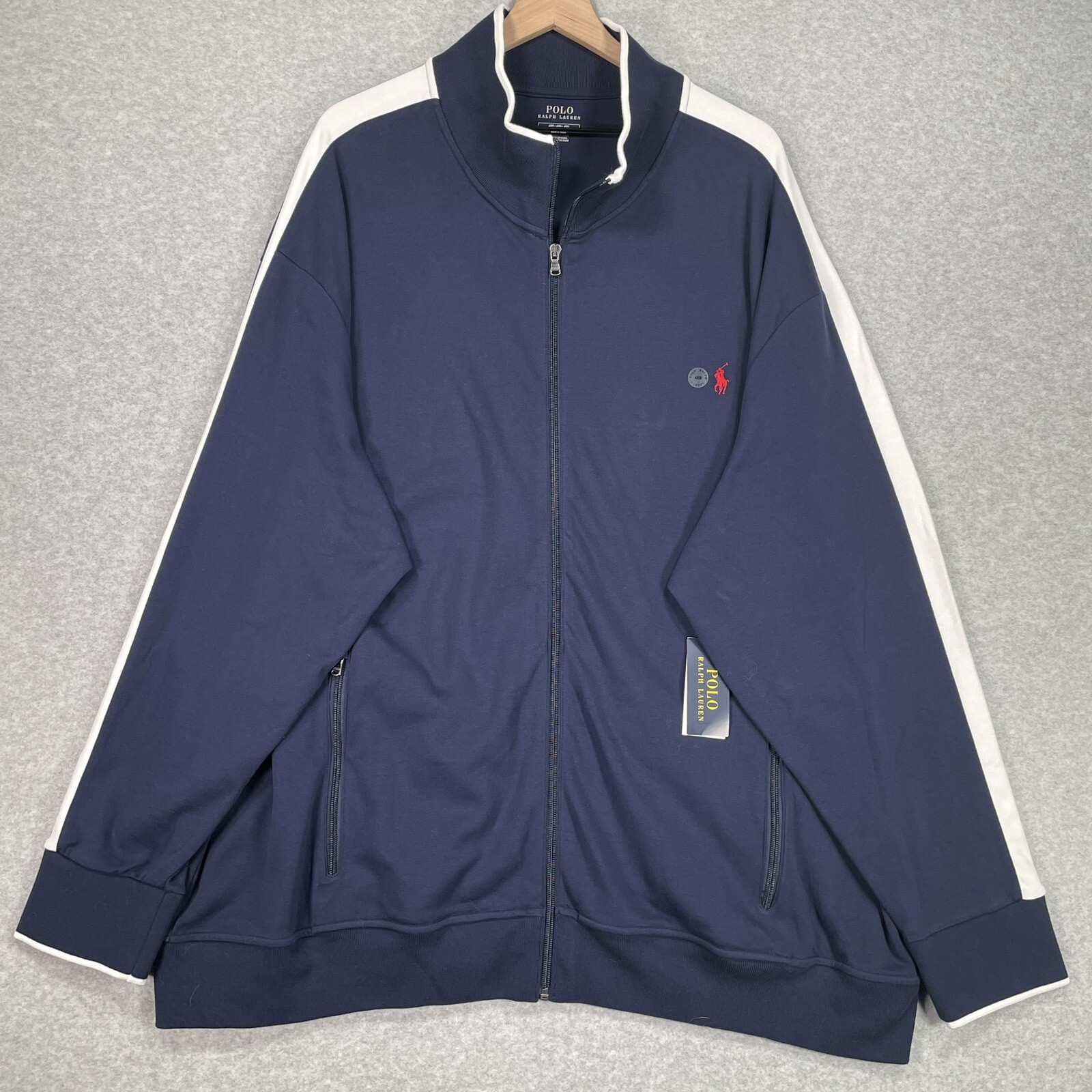 Polo Ralph Lauren Track Jacket 4XB Blu Performance Pony Preppy Tasca Cerniera Intera