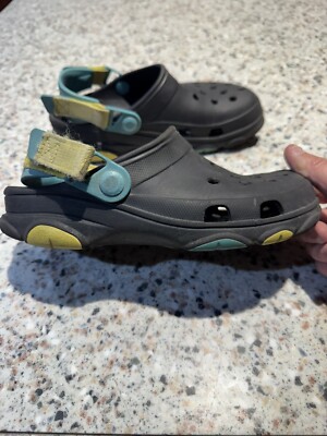 Crocs Classic All Terrain Clogs Mens 8 Black Aqua Yellow Straps Womens 10 Shoes Crocs Classic C 12 All-Terrain Clogs Black/teal Sandals  main image 4