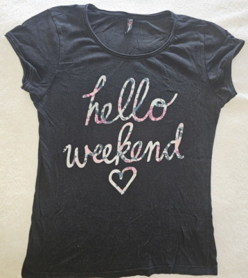 FB Sister, T-Shirt, kurzarm, dunkelblau, Hello Weekend, Gr. S, Top-Zustand