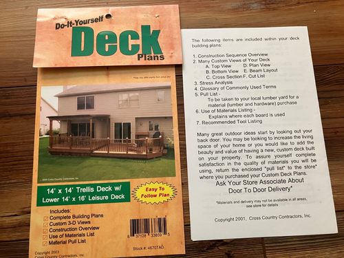 DIY YOURSELF DECK PLANS #4670TAD 14' x 14' Trellis Deck w/ 14' x 16' Leisure Dec