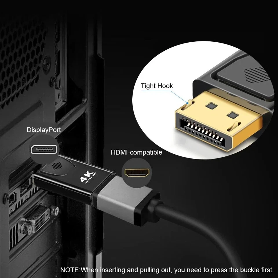 4K Display Port to HDMI Male Female Adapter Converter DisplayPort DP to HDMI - Image 4 of 4