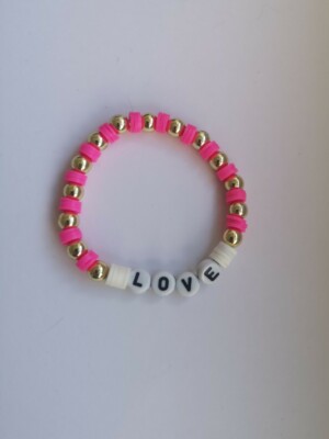 Individuelle Ton Perlen Armbänder! (Größe M) Text mir eine Farbe und ein Wort oder Design