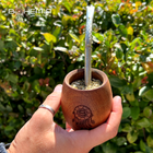 Full SET Yerba Mate Carob Cup Gourd + Handmade Straw + 1lb Organic Yerba Mate