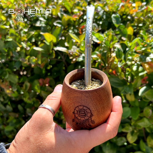 Full SET Yerba Mate Carob Cup Gourd + Handmade Straw + 1lb Organic Yerba Mate