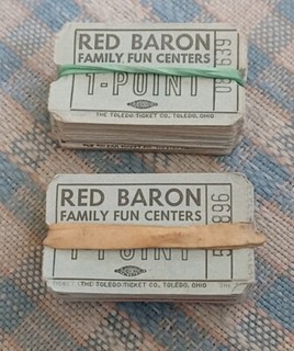 100 Total RED BARON VIDEO GAME ARCADE PRIZE TICKETS SOUTHWYCK MALL TOLEDO OHIO