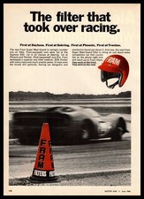 1966 Fram Super Wear-Guard Oil Filter First At Daytona Race Car Helmet Print Ad