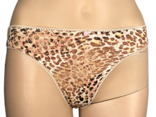 VICTORIA'S SECRET MID RISE COTTON THONG PANTY LACE TRIM LEOPARD XS S M L XL NWT