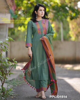 Beautiful Designer Kurti Suit Indian Women Bollywood Kurta Pant Dupatta Set