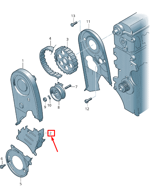 COUVERCLE DE COURROIE DE DISTRIBUTION VOLKSWAGEN CADDY 2K MK3 06A109147J