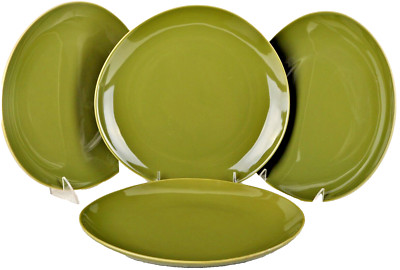 DIANE VON FURSTENBERG DVF Home Pebblestone Avocado Green Salad Plate Set/4 New