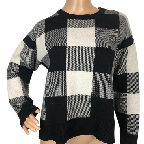DKNY Grobstrick Oversize Strick Pullover Pulli kariert Karomuster Gr. L Preppy 90 - Bild 2 von 8
