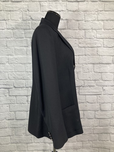 Blazer donna Ralph Lauren nero lana stemma logo tre bottoni davanti taglia 12 - Foto 2 di 10