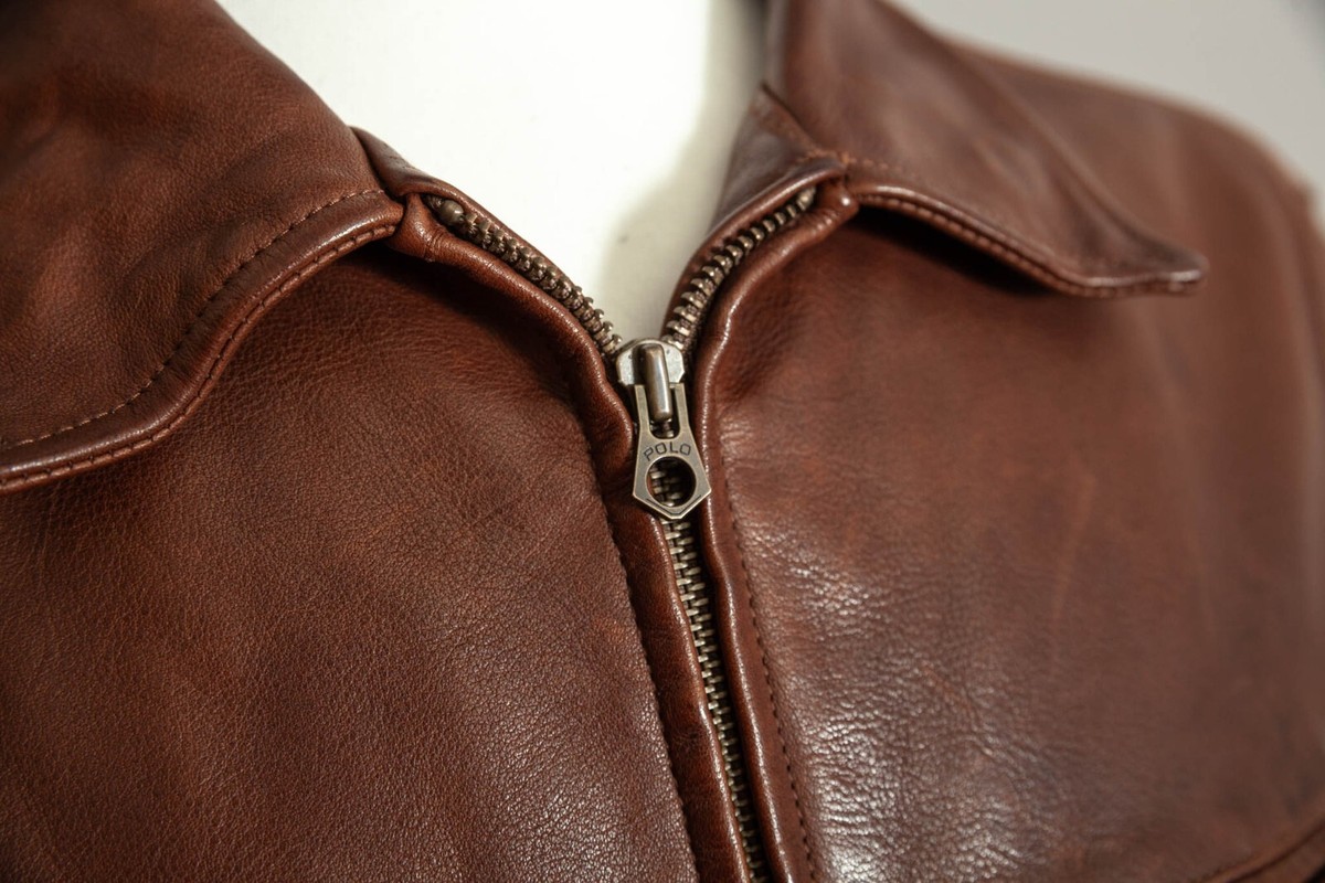 Vintage Ralph Lauren Half-Belt Leather Jacket Burnished Vintage Ralph Lauren Half-Belt Leather Jacket Burnished
