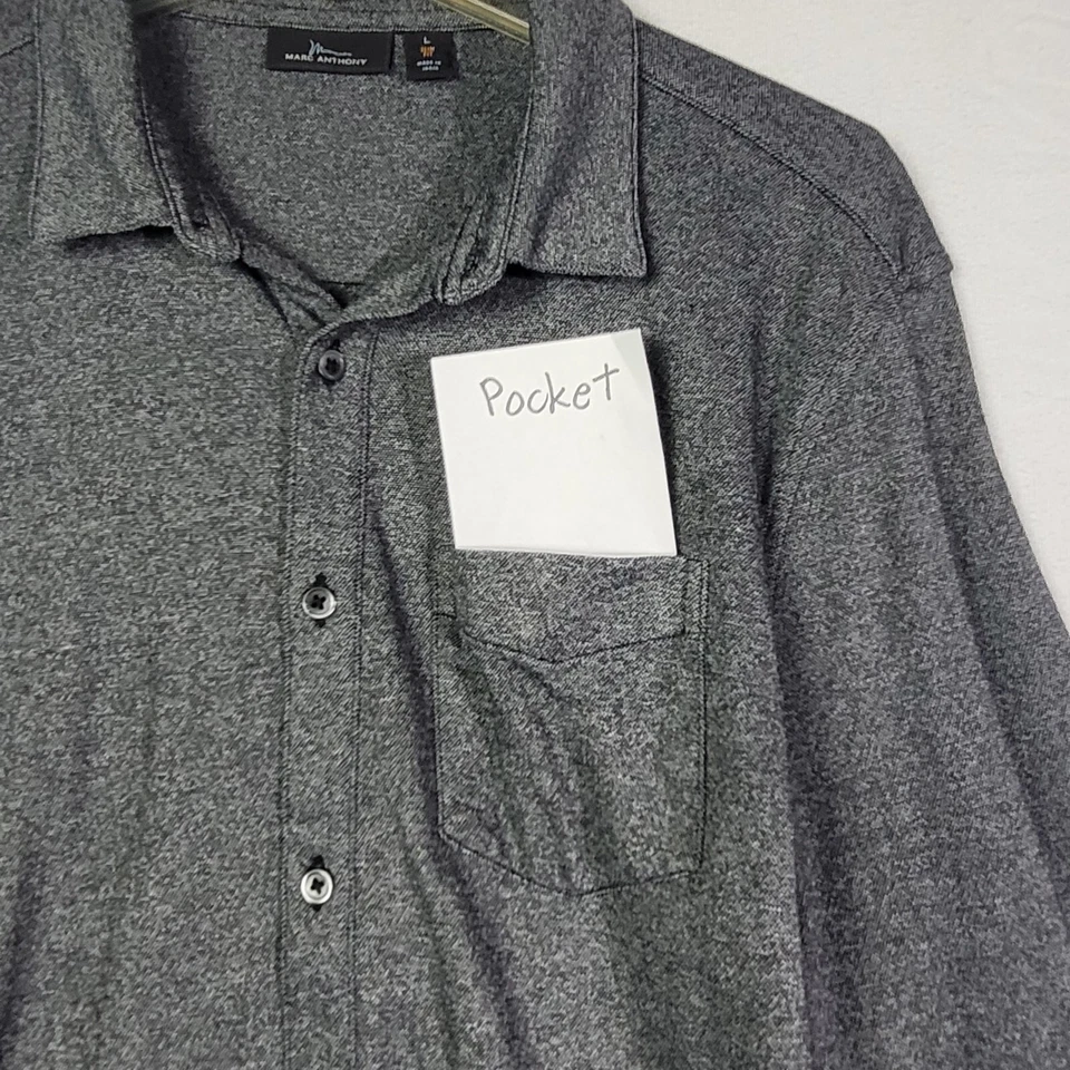 Marc Anthony Shirt Mens Size Large Black Gray Button Up Slim Fit Long Sleeve - Image 3 of 4