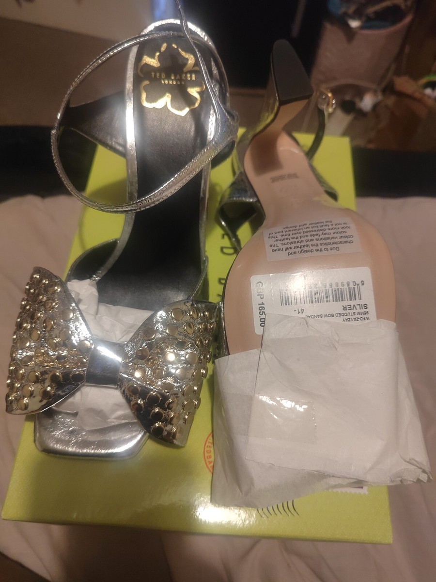 Ted Baker New Boxed Silver Sandal Heels- Size UK