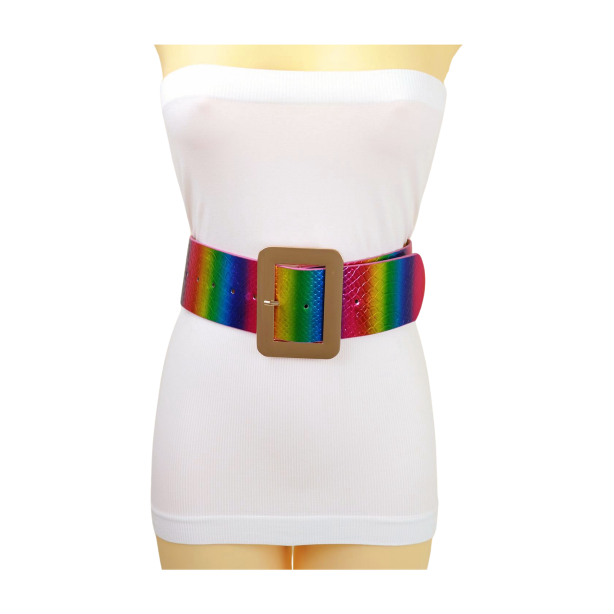 Ceinture Western Pour Femme à Boucle Moyenne - Motif Zèbre Arc-en-ciel Peint - Occasion
