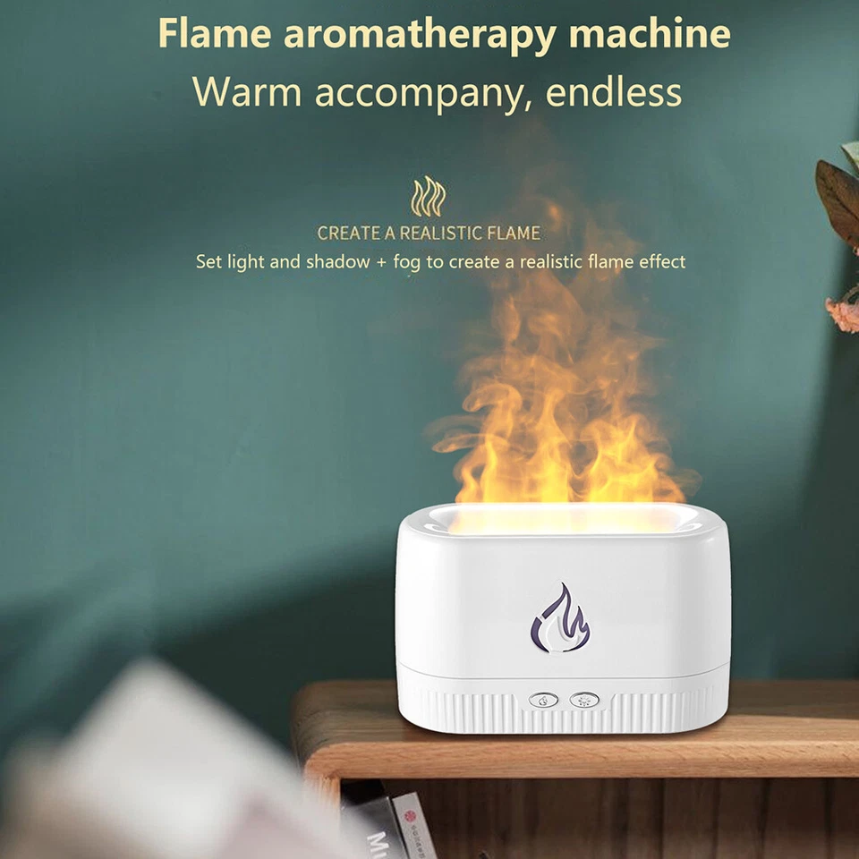 200ml USB Air Humidifier Essential Oil Aroma Diffuser 3D Flame Mist Home Decor - Image 3 of 4