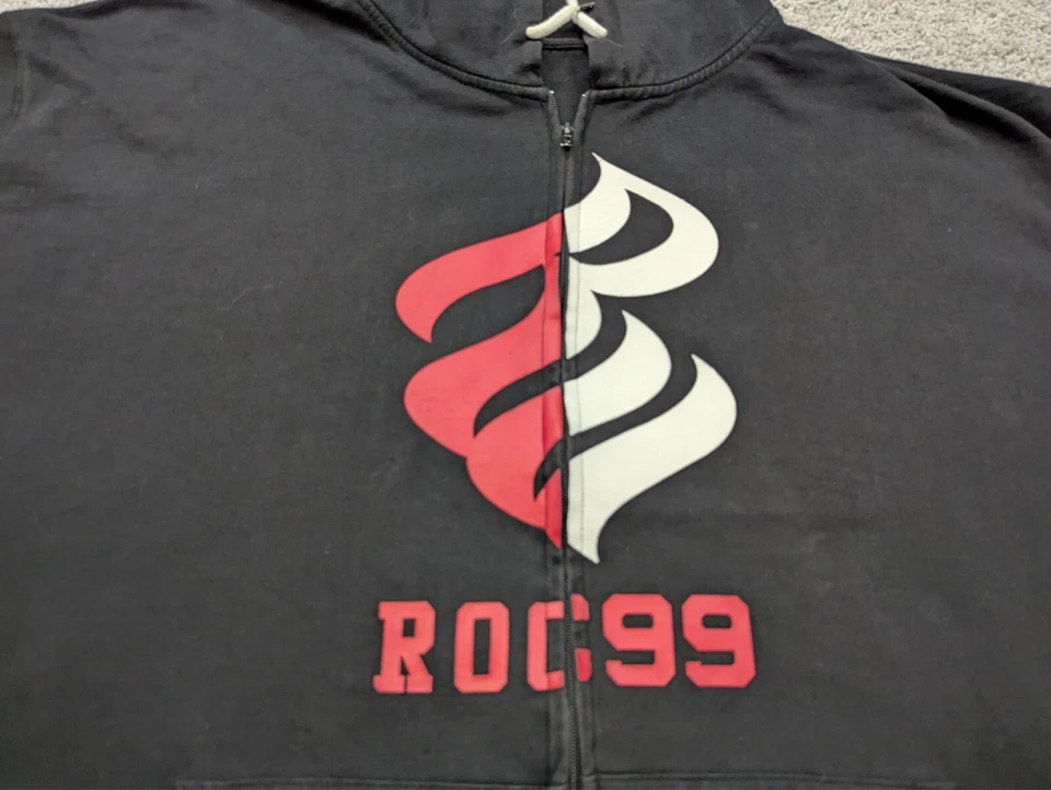 Chaqueta clásica Rocawear para hombre 6XB sudadera con capucha cremallera completa logotipo polar negra Foto 2 de 4