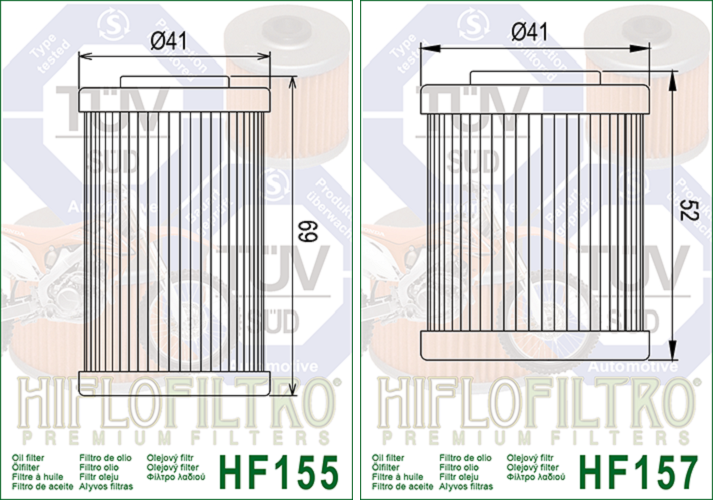 HiFlo Oil Filter Set Long & Short HF155 HF157 KTM 250 400 450 520
