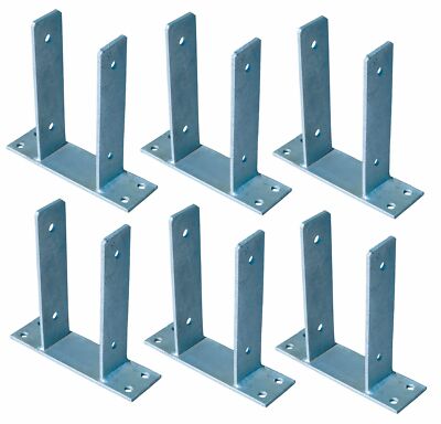 6x U Pfostenträger für Zaunpfosten 9x9 cm zum Aufschrauben verzinkt Pfostenanker