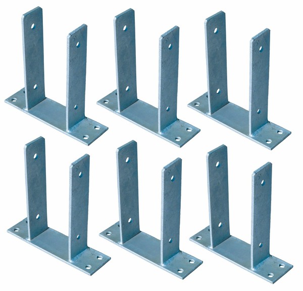 6X U PfostenträGer FüR Zaunpfosten 9X9 Cm Zum Aufschrauben Verzinkt Pfostenanker-image