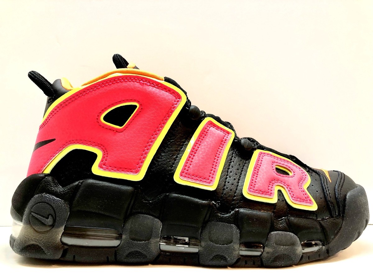 WMNS NIKE AIR MORE UPTEMPO BLACK HOT PUNCH VOLT 917593 002 sz 6.5
