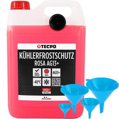 TECPO KÜHLERFROSTSCHUTZ ROT ROSA 5L KÜHLMITTEL AG13+ -40°C ANTIFREEZE + TRICHTER