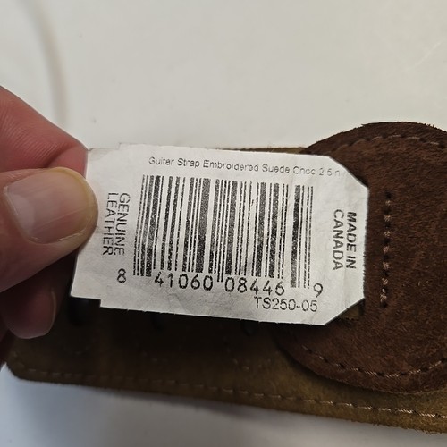 NWT Taylor Guitar Strap Embroidered Suede 2.5" Chocolate Brown Made in Canada - Picture 4 of 4
