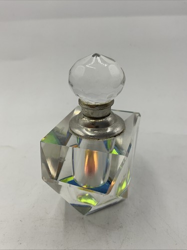 Art Deco Cut Crystal Hologram Glass Perfume Bottle (SN) - Picture 6 of 24