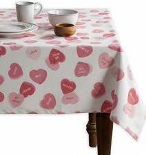 52x70 Oblong Valentine's Day Red Pink Love Heart Vinyl Flannel Backed Tablecloth