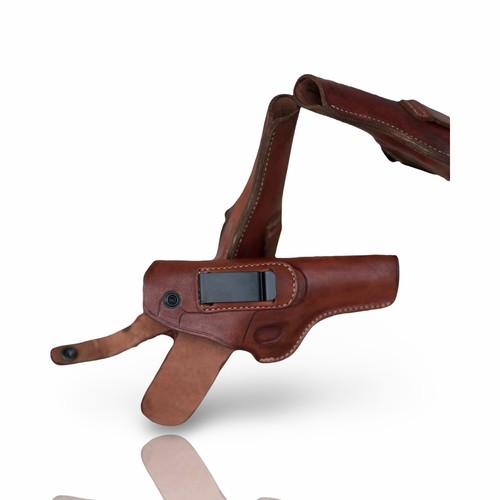Leather Gun Holster for Luger P08, OWB, Right Left Handed, Black Brown Color - Picture 29 of 36