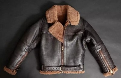 B3 Men's Flight Pilot RAF Aviator Real Shearling Sheepskin Leather Bomber Jacket