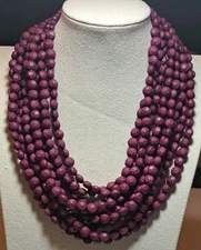 Vintage Zenzii  Purple Layered Multi Strand Beaded Bib Statement Necklace Boho 