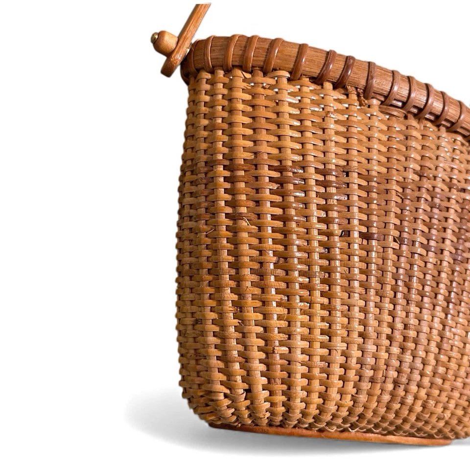 Винтажная корзина Nantucket Lighthouse Полукруглая Изогнутая Деревянная Ручка Трудно найти - Изображение 3 из 4