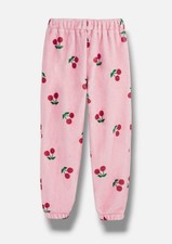 Kensie Girls Kids Pink Cherry Printed Plush Jogger Pants Size S 7 