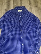 Eddie Bauer Long Sleeve Button Down Shirt Men's Size Medium Blue Checkered