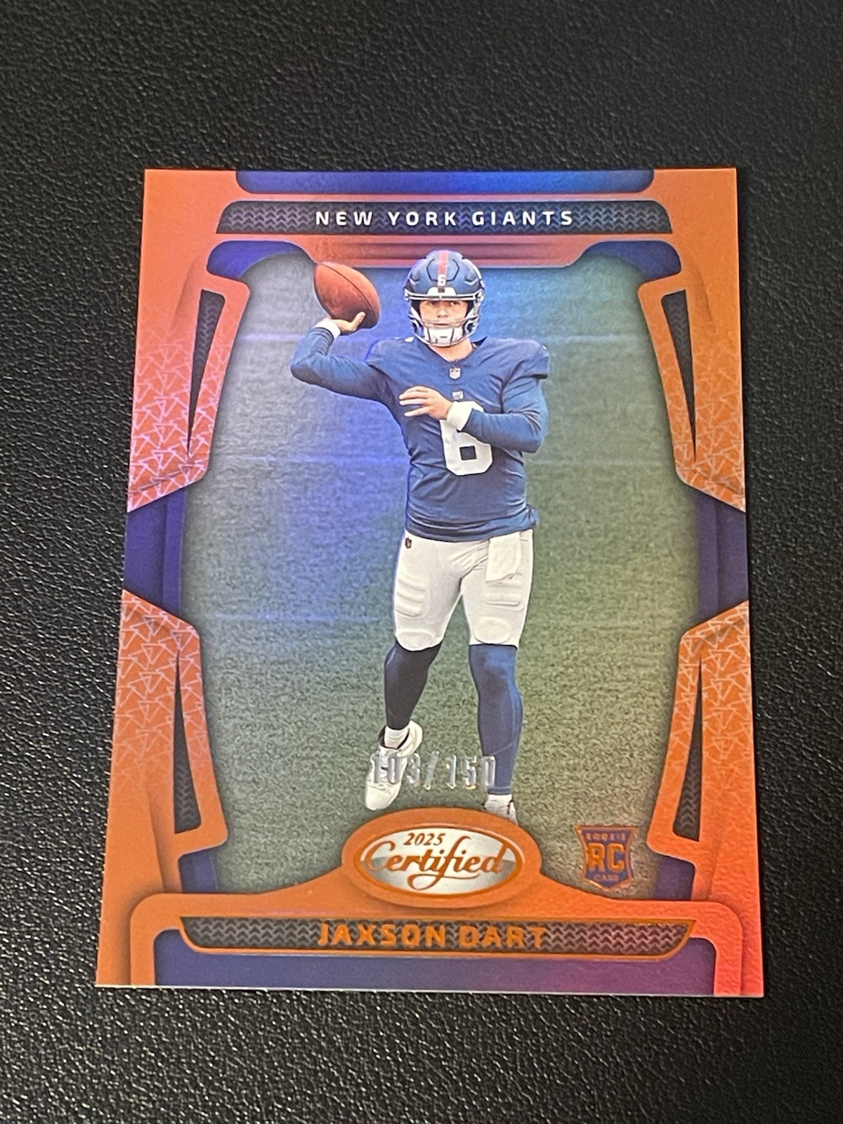2025 Panini Certified Football Orange Jaxson Dart #/150 Giants RC