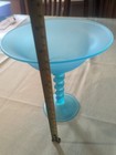 TIFFIN GLASS CO. SATIN SKY BLUE HIGH FOOTED COMPOTE C. 1920S-1930S. FROSTED — photo 2